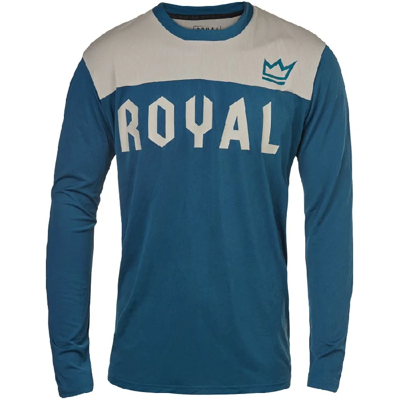 Men's Sustainable Organic Cotton Rugby Jerseys for Eco - Conscious Sports EnthusiastsRoyal Apex Long Sleeve MTB Jersey - Gray-Petrol - 2021 Men's Sustainable Organic Cotton Rugby Jerseys for Eco - Conscious Sports EnthusiastsRoyal Apex Long Sleeve MTB Jersey - Gray-Petrol - 2021