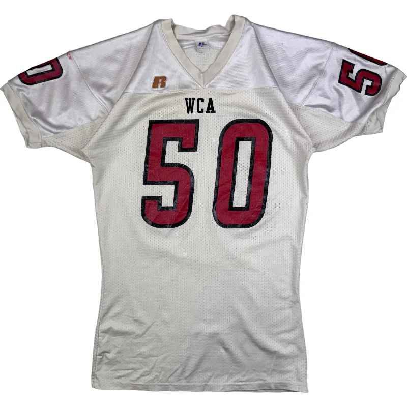 Men's Vintage American Football Jerseys of Legendary Teams for Collectors and FansRussell Athletic WCA 50 Football Jersey White Men's Vintage American Football Jerseys of Legendary Teams for Collectors and FansRussell Athletic WCA 50 Football Jersey White