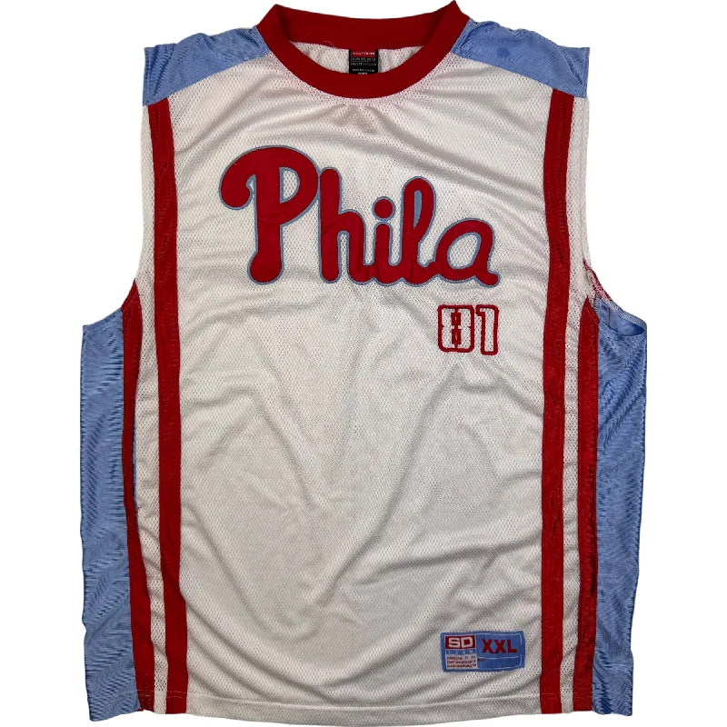 Men's Breathable Polyester Running Jerseys in Bright Neon Colors for High - Visibility WorkoutsStardom Team Philadelphia 76ers NBA Basketball Jersey White Red Men's Breathable Polyester Running Jerseys in Bright Neon Colors for High - Visibility WorkoutsStardom Team Philadelphia 76ers NBA Basketball Jersey White Red