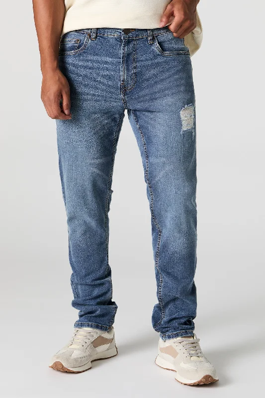 Plus Size Men's Bootcut Jeans with a Relaxed Waist for a Classic and Comfortable FitMedium Wash Distressed Slim Jean Plus Size Men's Bootcut Jeans with a Relaxed Waist for a Classic and Comfortable FitMedium Wash Distressed Slim Jean