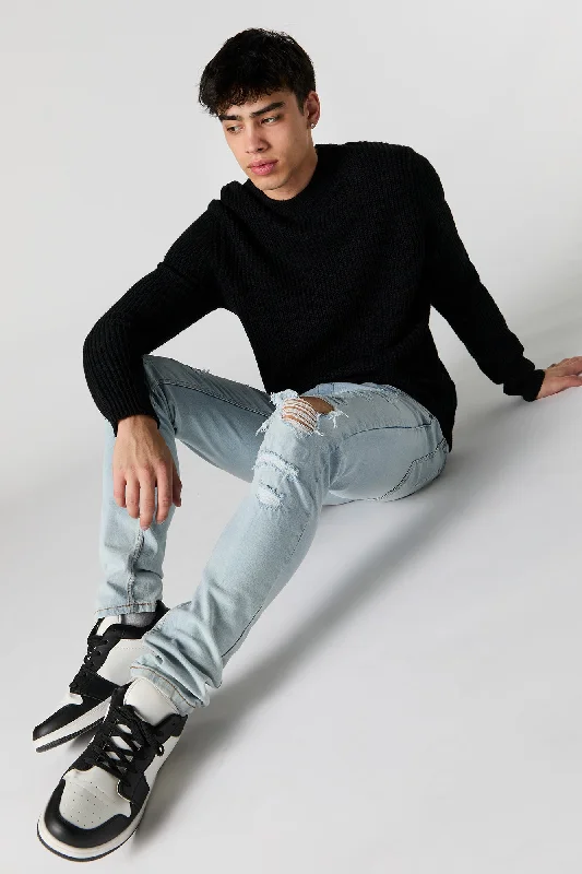 Men's Jeans with a Cargo - Inspired Knee Pocket for Extra StorageLight Wash Distressed Skinny Jean Men's Jeans with a Cargo - Inspired Knee Pocket for Extra StorageLight Wash Distressed Skinny Jean