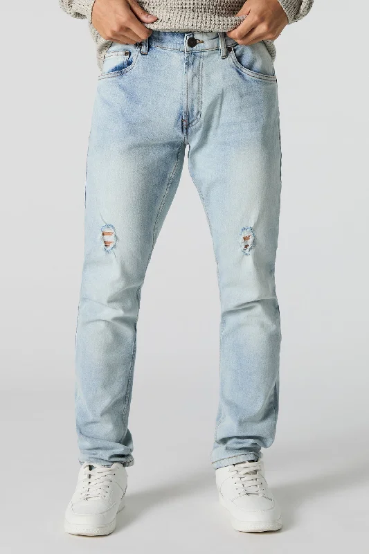 Plus Size Men's Relaxed Fit Jeans with a Tapered Leg for a Laid - Back VibeLight Wash Distressed Athletic Jean Plus Size Men's Relaxed Fit Jeans with a Tapered Leg for a Laid - Back VibeLight Wash Distressed Athletic Jean