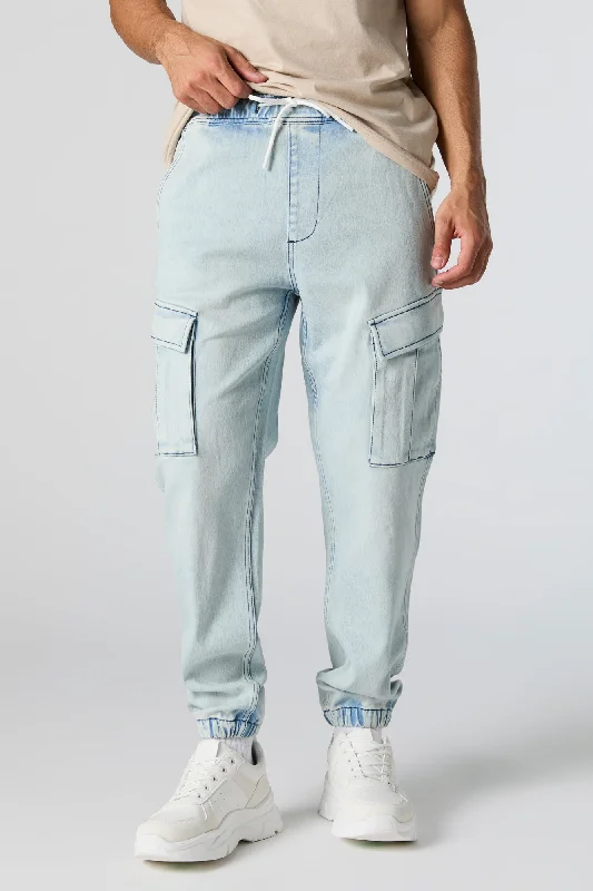 Men's Jeans with an Elastic Waistband for Ultimate ComfortDenim Cargo Jogger