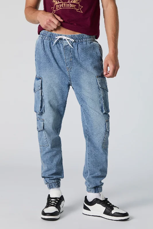 Men's Colored Jeans in Burgundy for a Bold and Fashion - Forward LookVintage Wash Denim Cargo Jogger Men's Colored Jeans in Burgundy for a Bold and Fashion - Forward LookVintage Wash Denim Cargo Jogger