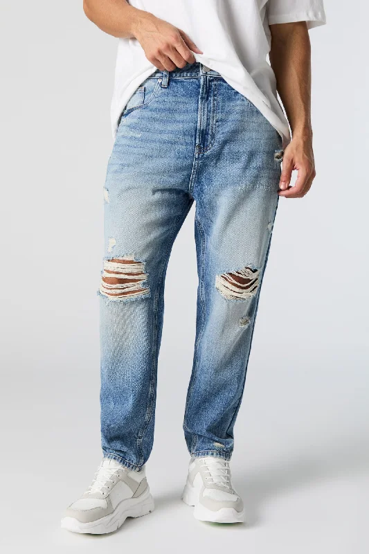 Men's Jeans with a Hidden Coin Pocket for Added ConvenienceVintage Wash Distressed Jean Men's Jeans with a Hidden Coin Pocket for Added ConvenienceVintage Wash Distressed Jean