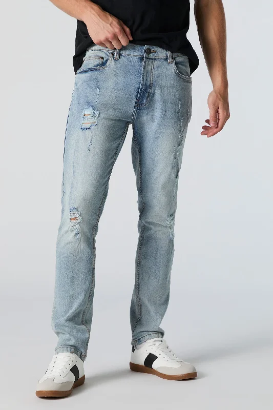 Plus Size Men's Relaxed Fit Jeans with a Tapered Leg for a Laid - Back VibeVintage Wash Distressed Slim Jean Plus Size Men's Relaxed Fit Jeans with a Tapered Leg for a Laid - Back VibeVintage Wash Distressed Slim Jean