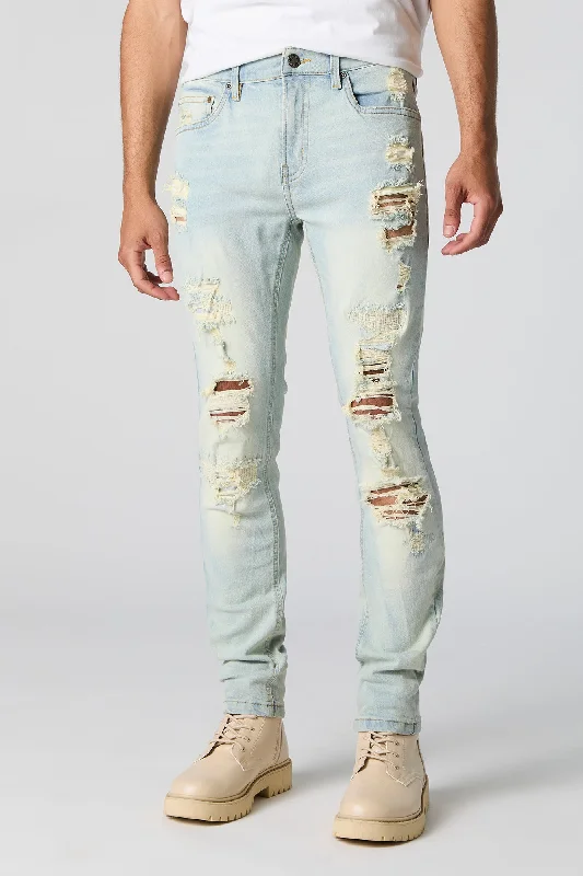 Plus Size Men's Relaxed Fit Jeans with a Tapered Leg for a Laid - Back VibeLight Wash Distressed Skinny Jean Plus Size Men's Relaxed Fit Jeans with a Tapered Leg for a Laid - Back VibeLight Wash Distressed Skinny Jean
