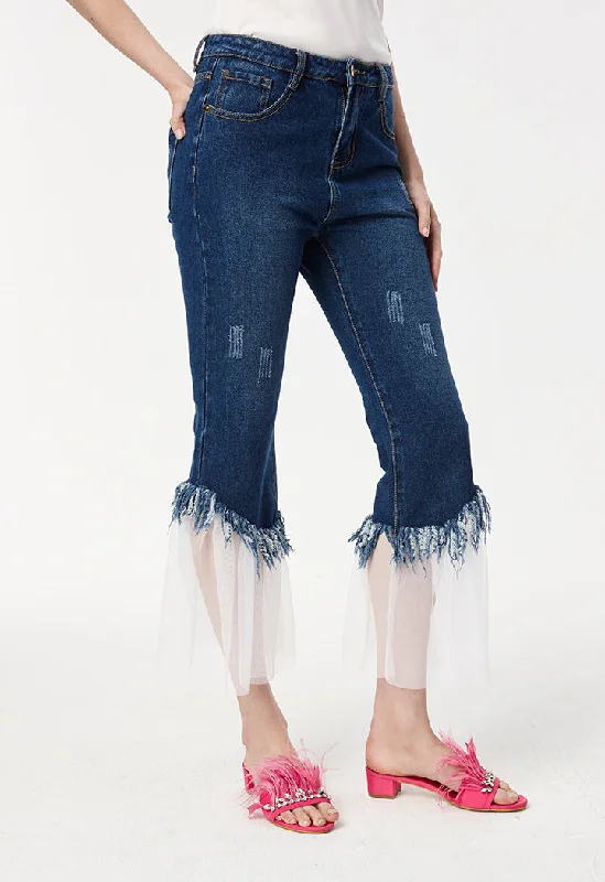 Men's Distressed Jeans with Patches for a Retro and DIY - Inspired AppearanceNet Hem Tassel Jeans Men's Distressed Jeans with Patches for a Retro and DIY - Inspired AppearanceNet Hem Tassel Jeans