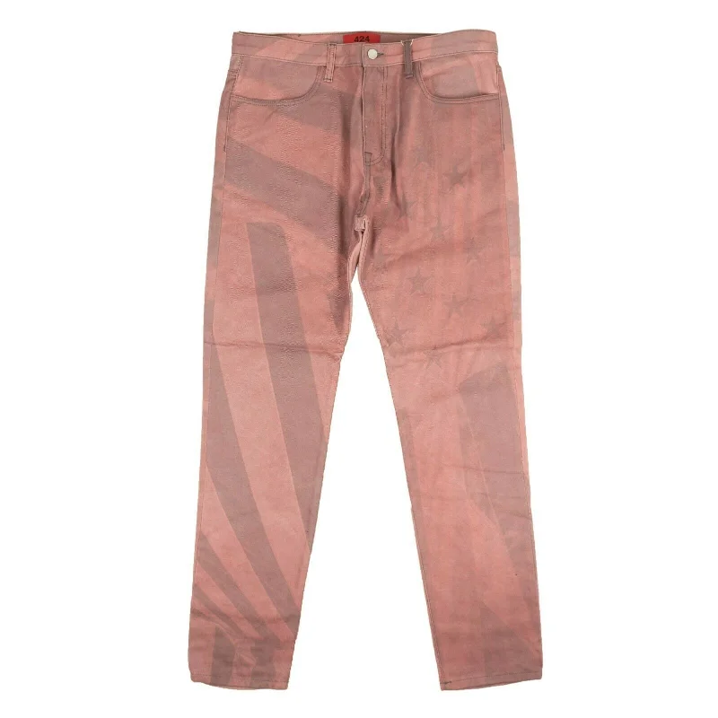 Men's Jeans with a Zip - Off Lower Leg for Convertible Style424 On Fairfax American Flag Denim Jeans - Pink Men's Jeans with a Zip - Off Lower Leg for Convertible Style424 On Fairfax American Flag Denim Jeans - Pink