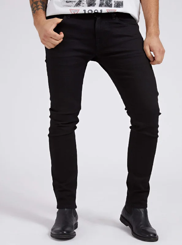 Men's Jeans with a Zip - Off Lower Leg for Convertible StyleChris Mid-Rise Super Skinny Denim Jeans in Black Men's Jeans with a Zip - Off Lower Leg for Convertible StyleChris Mid-Rise Super Skinny Denim Jeans in Black
