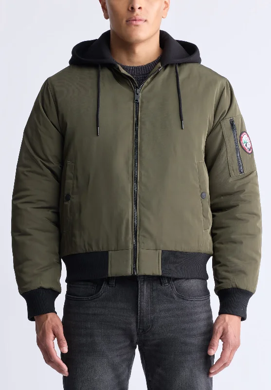 Men's Low - Rise Jeans in a Light Wash for a Casual and Youthful LookCliff Men's Hooded Zip-Up Bomber Jacket, Green - OBMFB001 Men's Low - Rise Jeans in a Light Wash for a Casual and Youthful LookCliff Men's Hooded Zip-Up Bomber Jacket, Green - OBMFB001