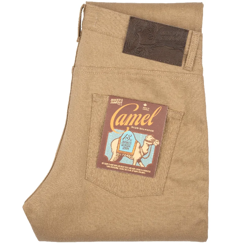 Men's Straight Leg Raw Denim Jeans for a Minimalist and Durable OptionEasy Guy - Camel Slub Selvedge Men's Straight Leg Raw Denim Jeans for a Minimalist and Durable OptionEasy Guy - Camel Slub Selvedge