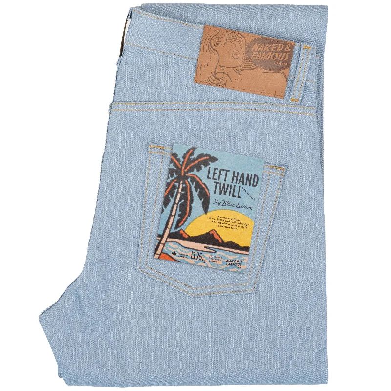 Men's Slim Fit Stretch Jeans in Dark Wash for a Modern and Comfortable LookEasy Guy - Left Hand Twill Selvedge - Sky Blue Edition Men's Slim Fit Stretch Jeans in Dark Wash for a Modern and Comfortable LookEasy Guy - Left Hand Twill Selvedge - Sky Blue Edition