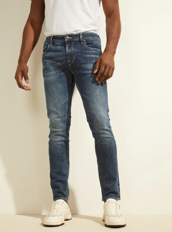 Men's Jeans with a Zip - Off Lower Leg for Convertible StyleEco Mid-Rise Skinny Chris Denim Jeans In Samurai Wash Men's Jeans with a Zip - Off Lower Leg for Convertible StyleEco Mid-Rise Skinny Chris Denim Jeans In Samurai Wash