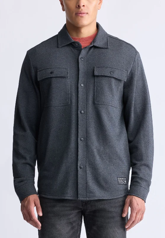Men's Low - Rise Jeans in a Light Wash for a Casual and Youthful LookFabion Men's Lightweight Button-Up Shacket, Grey - BPM14114