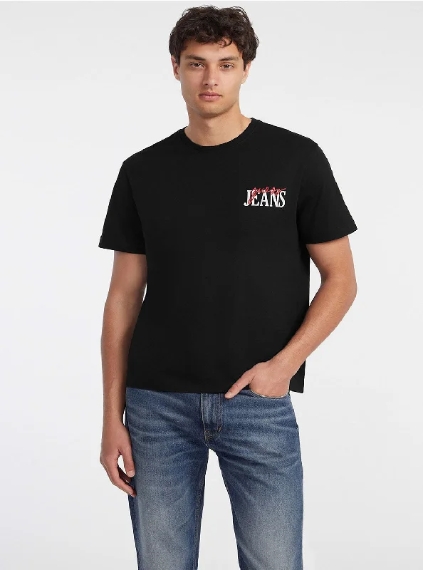 Men's Stretch Jeans with a Moisture - Wicking Lining for Active LifestylesGuess Jeans Black Logo T-Shirt Men's Stretch Jeans with a Moisture - Wicking Lining for Active LifestylesGuess Jeans Black Logo T-Shirt