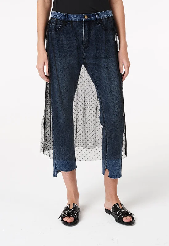 Men's Cargo Jeans with Multiple Pockets for a Practical and Outdoor - Friendly LookJeans With Mesh Overlay Men's Cargo Jeans with Multiple Pockets for a Practical and Outdoor - Friendly LookJeans With Mesh Overlay