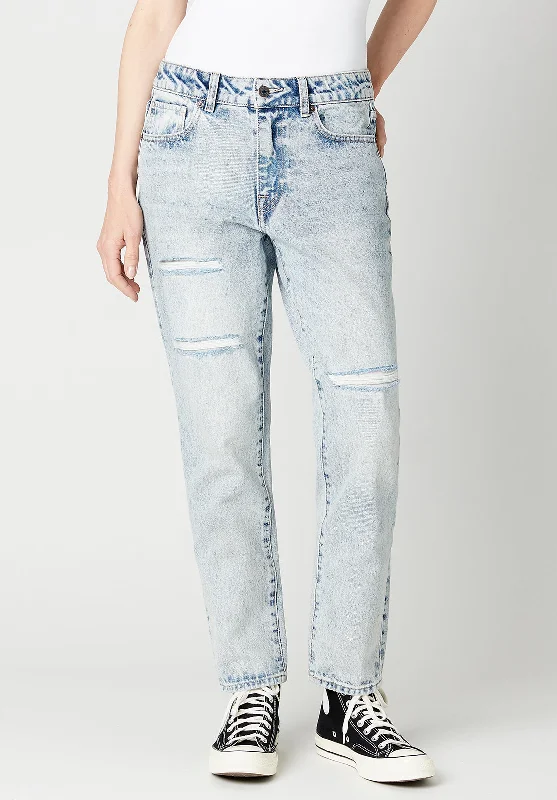 Men's Jeans with a Hidden Coin Pocket for Added ConvenienceRelaxed Madison Boyfriend Women's Jeans in Distresses blue - BL15825 Men's Jeans with a Hidden Coin Pocket for Added ConvenienceRelaxed Madison Boyfriend Women's Jeans in Distresses blue - BL15825