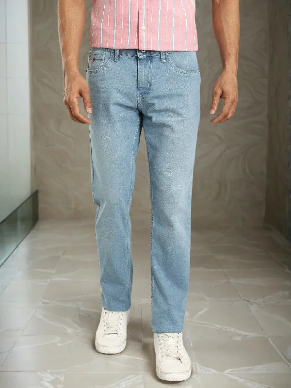 Men's Distressed Jeans with Patches for a Retro and DIY - Inspired AppearanceMen Brooklyn Fit Stretchable Jeans Men's Distressed Jeans with Patches for a Retro and DIY - Inspired AppearanceMen Brooklyn Fit Stretchable Jeans
