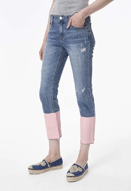 Men's Ripped Skinny Jeans in Acid Wash for an Edgy and Punk - Inspired StylePink Print Denim Men's Ripped Skinny Jeans in Acid Wash for an Edgy and Punk - Inspired StylePink Print Denim
