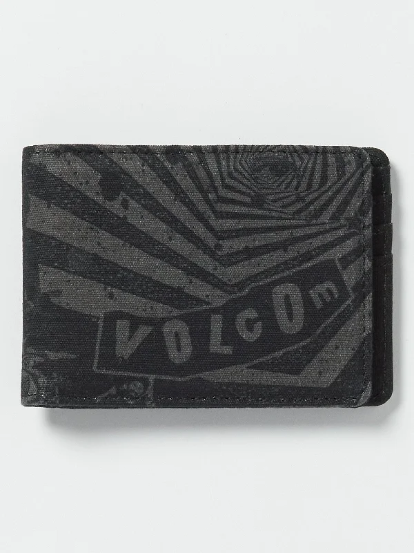 Men's Distressed Jeans with Patches for a Retro and DIY - Inspired AppearancePost Bifold Wallet - Black