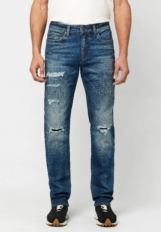 Men's Slim Fit Stretch Jeans in Dark Wash for a Modern and Comfortable LookRelaxed Tapered Ben Men's Repaired Jeans, Indigo - BM22765 Men's Slim Fit Stretch Jeans in Dark Wash for a Modern and Comfortable LookRelaxed Tapered Ben Men's Repaired Jeans, Indigo - BM22765