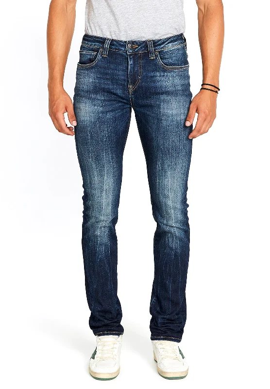 Plus Size Men's Relaxed Fit Jeans with a Tapered Leg for a Laid - Back VibeSlim Ash Men's Jeans in Sanded and Faded Blue - BM22591 Plus Size Men's Relaxed Fit Jeans with a Tapered Leg for a Laid - Back VibeSlim Ash Men's Jeans in Sanded and Faded Blue - BM22591