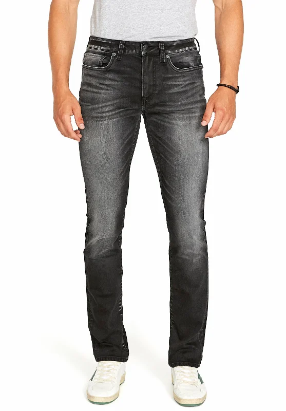 Men's Stretch Jeans with a Moisture - Wicking Lining for Active LifestylesSlim Ash Men's Jeans in Dark and Sanded Black - BM22597 Men's Stretch Jeans with a Moisture - Wicking Lining for Active LifestylesSlim Ash Men's Jeans in Dark and Sanded Black - BM22597