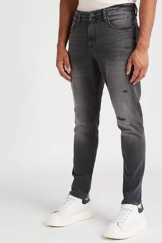 Men's Ripped Skinny Jeans in Acid Wash for an Edgy and Punk - Inspired StyleSplash