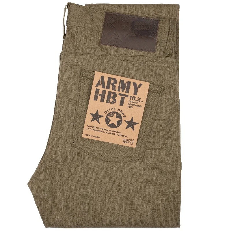 Men's Jeans with a Button - Fly for a Traditional and Classic AestheticSuper Guy - Army HBT - Olive Drab Men's Jeans with a Button - Fly for a Traditional and Classic AestheticSuper Guy - Army HBT - Olive Drab