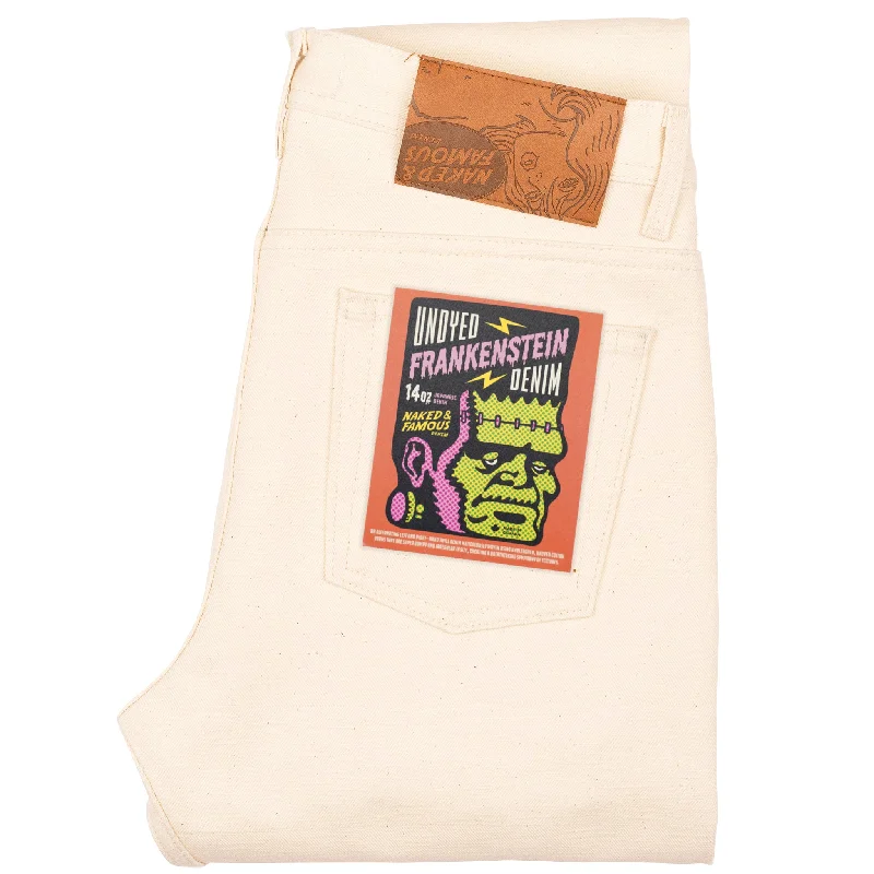 Men's Straight Leg Raw Denim Jeans for a Minimalist and Durable OptionWeird Guy - Undyed Frankenstein Denim Men's Straight Leg Raw Denim Jeans for a Minimalist and Durable OptionWeird Guy - Undyed Frankenstein Denim