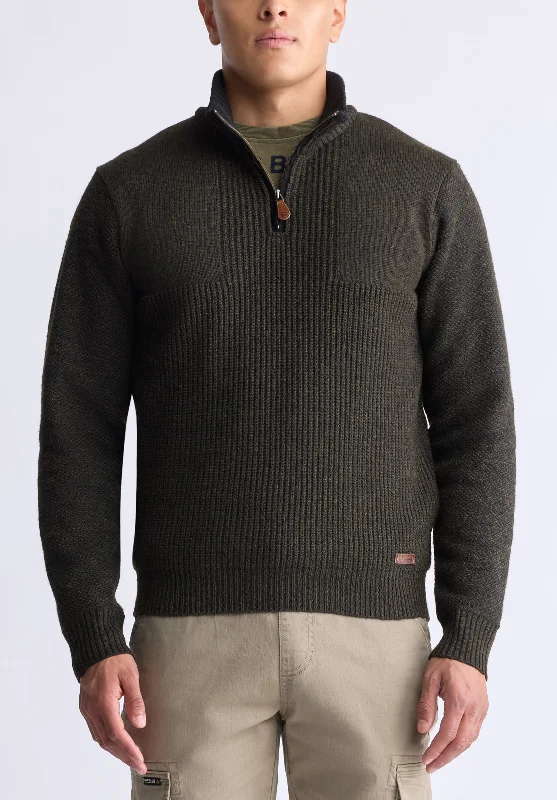 Men's Straight Leg Raw Denim Jeans for a Minimalist and Durable OptionWerneck Men's Quarter-Zip Ribbed Knit Sweater, Army Green - BPM14177 Men's Straight Leg Raw Denim Jeans for a Minimalist and Durable OptionWerneck Men's Quarter-Zip Ribbed Knit Sweater, Army Green - BPM14177