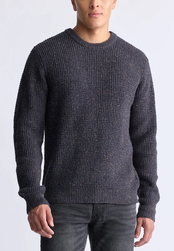 Plus Size Men's Relaxed Fit Jeans with a Faded Wash for a Vintage - Inspired LookWonder Men’s Long Sleeve Speckled Knit Sweater, Brown - BM24464 Plus Size Men's Relaxed Fit Jeans with a Faded Wash for a Vintage - Inspired LookWonder Men’s Long Sleeve Speckled Knit Sweater, Brown - BM24464