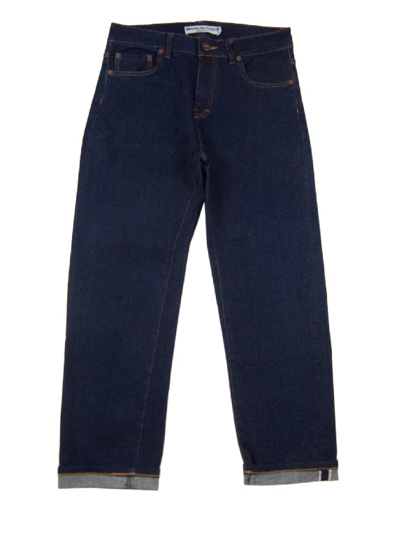 Men's High - Waisted Jeans in a Medium Wash for a Vintage - Style RevivalBrooklyn Denim Co. Women’s Cropped Selvedge Boyfriend Jean Indigo Rinsed Men's High - Waisted Jeans in a Medium Wash for a Vintage - Style RevivalBrooklyn Denim Co. Women’s Cropped Selvedge Boyfriend Jean Indigo Rinsed