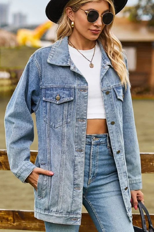 Men's Jeans with a Cargo - Inspired Knee Pocket for Extra StorageButtoned Collared Neck Denim Jacket with Pockets Men's Jeans with a Cargo - Inspired Knee Pocket for Extra StorageButtoned Collared Neck Denim Jacket with Pockets