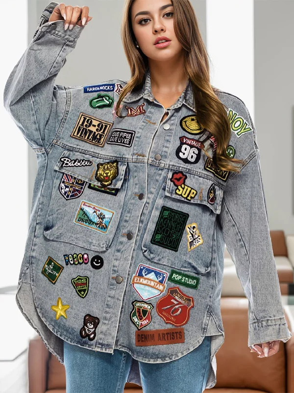 Plus Size Men's Bootcut Jeans with a Relaxed Waist for a Classic and Comfortable FitEmbroidered Patch Button Up Long Sleeve Denim Jacket Plus Size Men's Bootcut Jeans with a Relaxed Waist for a Classic and Comfortable FitEmbroidered Patch Button Up Long Sleeve Denim Jacket
