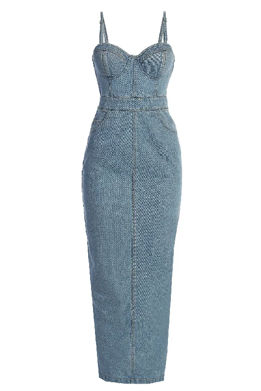 Men's Jeans with a Button - Fly for a Traditional and Classic AestheticMedium Wash Mara Denim Bustier Dress Men's Jeans with a Button - Fly for a Traditional and Classic AestheticMedium Wash Mara Denim Bustier Dress