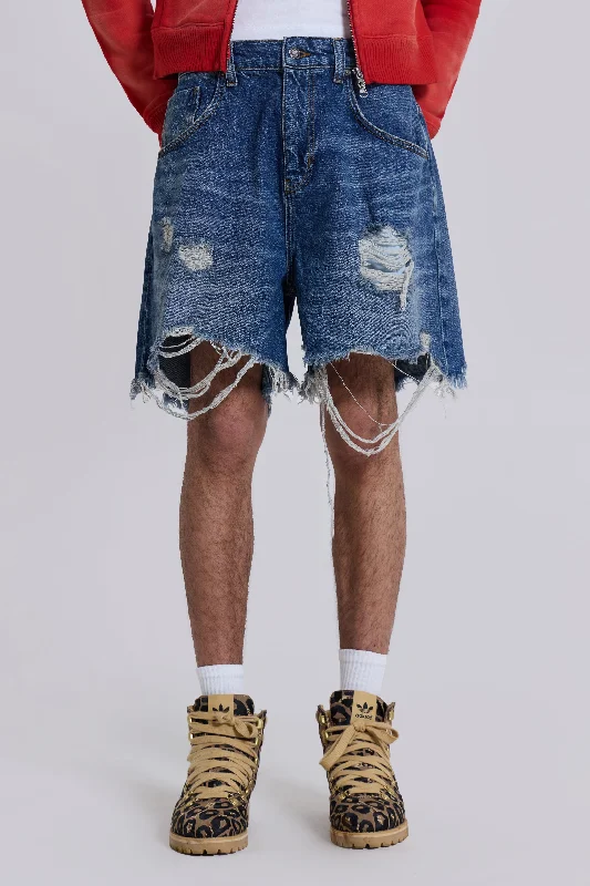 Plus Size Men's Relaxed Fit Jeans with a Faded Wash for a Vintage - Inspired LookMid Blue Revenge Jorts Plus Size Men's Relaxed Fit Jeans with a Faded Wash for a Vintage - Inspired LookMid Blue Revenge Jorts