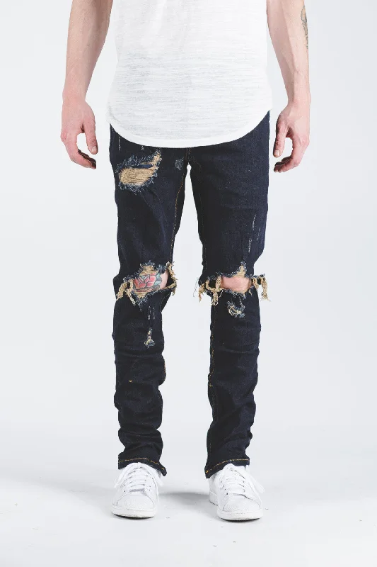 Men's Jeans with an Elastic Waistband for Ultimate ComfortPACIFIC DENIM (DARK INDIGO RIPPED) Men's Jeans with an Elastic Waistband for Ultimate ComfortPACIFIC DENIM (DARK INDIGO RIPPED)