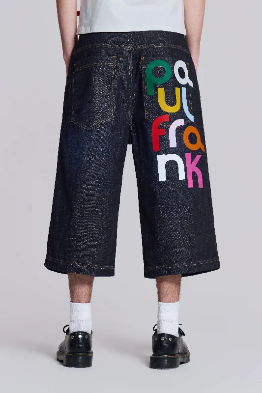 Men's Distressed Jeans with Patches for a Retro and DIY - Inspired AppearancePaul Frank Spell Out Jorts Men's Distressed Jeans with Patches for a Retro and DIY - Inspired AppearancePaul Frank Spell Out Jorts