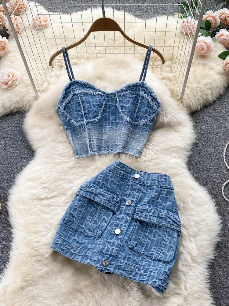 Men's Ripped Skinny Jeans in Acid Wash for an Edgy and Punk - Inspired StyleSexy Denim Set Strapless Sling Zipper Design Crop Top + Short Button Mini Shorts Skirt Jeans Two Piece Suits Men's Ripped Skinny Jeans in Acid Wash for an Edgy and Punk - Inspired StyleSexy Denim Set Strapless Sling Zipper Design Crop Top + Short Button Mini Shorts Skirt Jeans Two Piece Suits