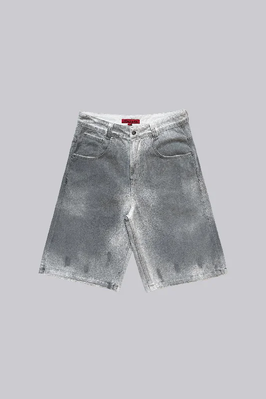 Men's Distressed Jeans with Patches for a Retro and DIY - Inspired AppearanceTar Wash Colossus Jorts Men's Distressed Jeans with Patches for a Retro and DIY - Inspired AppearanceTar Wash Colossus Jorts