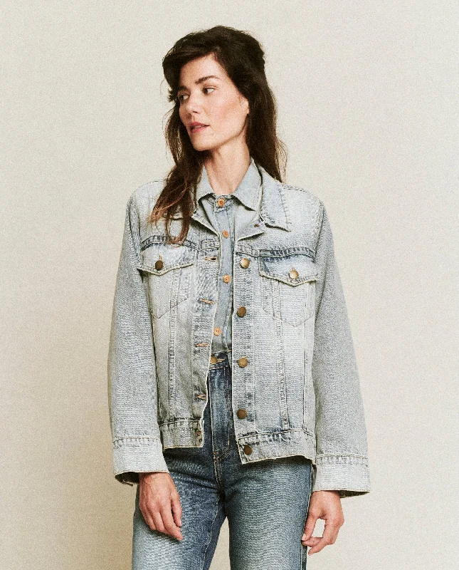 Men's Low - Rise Jeans in a Light Wash for a Casual and Youthful LookThe Slouchy Jean Jacket. -- Derby Wash Men's Low - Rise Jeans in a Light Wash for a Casual and Youthful LookThe Slouchy Jean Jacket. -- Derby Wash