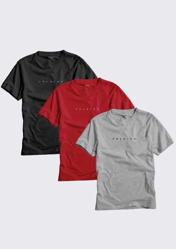 Men's stretchable athletic polo shirts for fitness workoutsKid's T-shirt Combo (Pack of 3) - BLACK | RED | GREY HEATHER Men's stretchable athletic polo shirts for fitness workoutsKid's T-shirt Combo (Pack of 3) - BLACK | RED | GREY HEATHER