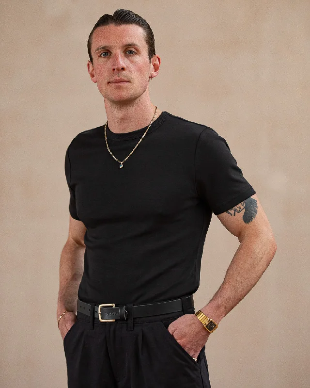 Men's polo t - shirts with a contrast collar for a preppy look50's Crafted T-Shirt - Washed Black Men's polo t - shirts with a contrast collar for a preppy look50's Crafted T-Shirt - Washed Black