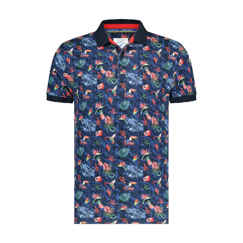 Men's quick - dry polo shirts for water sports activitiesA Fish Named Fred Jungle Polo Navy Men's quick - dry polo shirts for water sports activitiesA Fish Named Fred Jungle Polo Navy