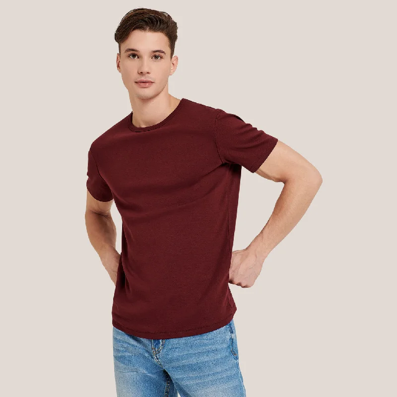 Men's slim fit short sleeve polo shirts with contrast collarsAL - Men 'Burgundy' Basic Plain Cotton T-Shirt AL788 Men's slim fit short sleeve polo shirts with contrast collarsAL - Men 'Burgundy' Basic Plain Cotton T-Shirt AL788