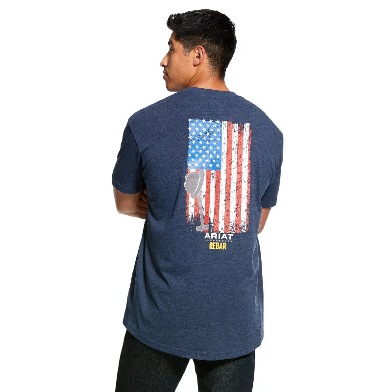 Men's antimicrobial t - shirts for odor - free freshness during travelAriat Men's Rebar Cotton Strong American Grit T-Shirt