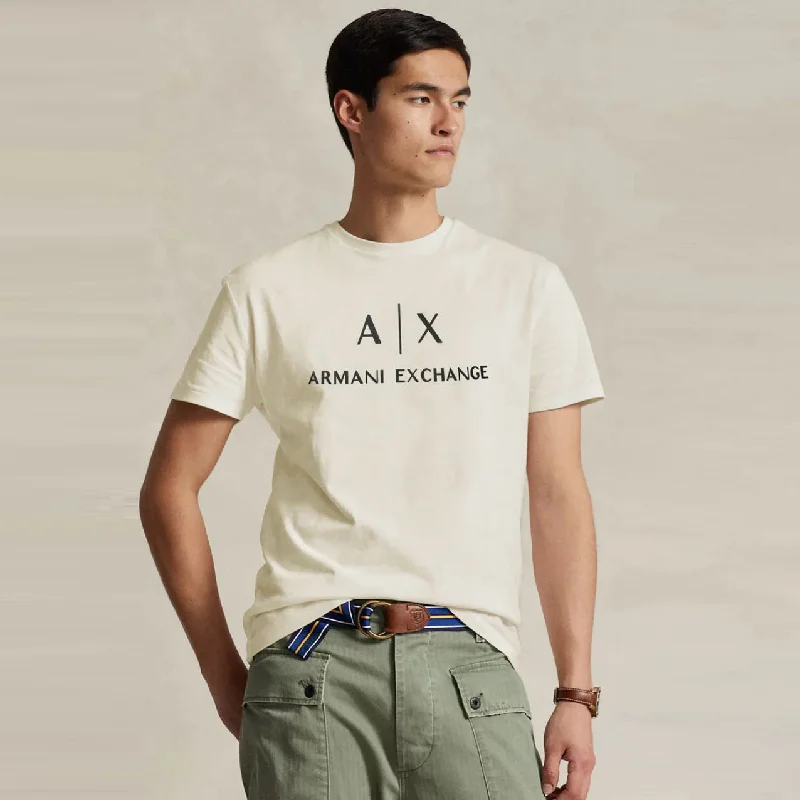 Men's button - down spread collar polo shirts for business casualAX - Men 'Off White' Armani Exchange Printed Logo T-Shirt AX774 Men's button - down spread collar polo shirts for business casualAX - Men 'Off White' Armani Exchange Printed Logo T-Shirt AX774