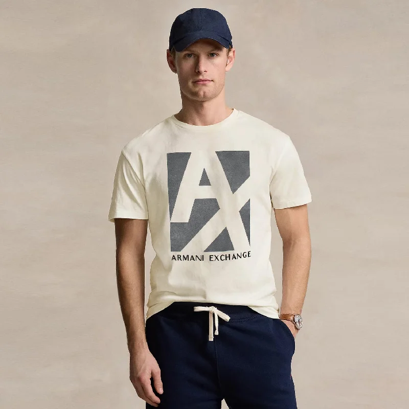 Men's long sleeve classic fit polo shirts with embroidered logosAX - Men 'Off White' Armani Exchange Printed Logo T-Shirt AX775 Men's long sleeve classic fit polo shirts with embroidered logosAX - Men 'Off White' Armani Exchange Printed Logo T-Shirt AX775